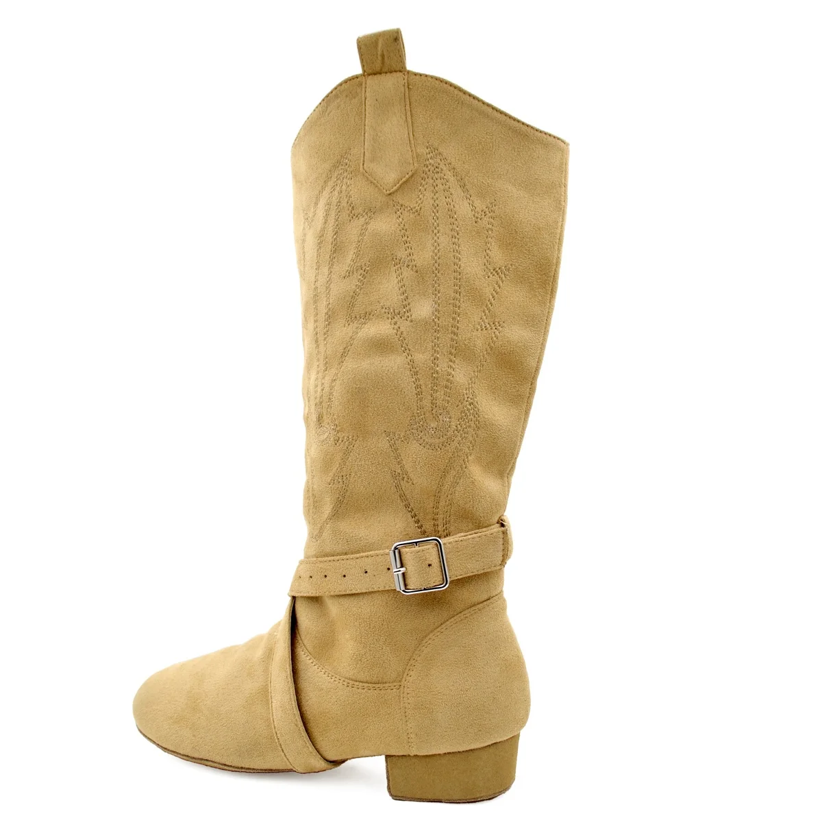High Quality 3.5CM Heel Brown Color Women Embroidery Dance Boots Wear Indoor 3