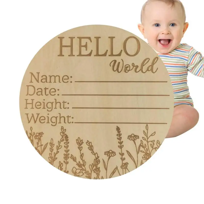 

Engraved Birth Stats Sign Newborn Announcement Welcome Baby Card DIY Wooden Card Birth Gift Baby Stage Card