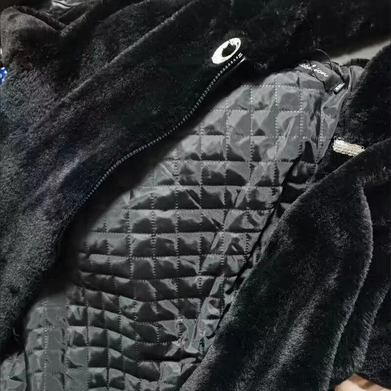 Loose Oversized Hooded Fur Coat Women Imitation Mink Midi-Length Winter Jacket Windproof Thick Long Sleeve Vintage Plus Size