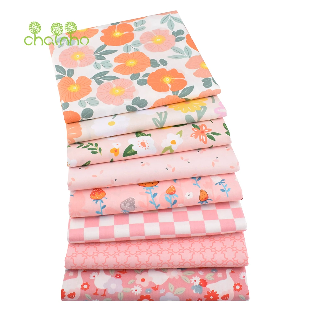 

Chainho,Printed Twill Weave Cotton Fabric,Patchwork Cloth,DIY Sewing Quilting Material,Pink Floral Series,3 Specification,2C34