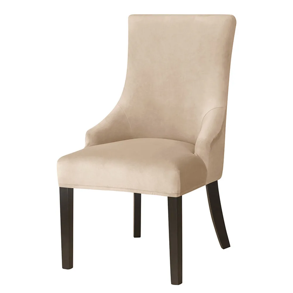 

Modern Chair Cover Elastic Home Hotel Dining Chair Protector Perfect Fit Full Coverage Design Silver Fox Velvet Cloth