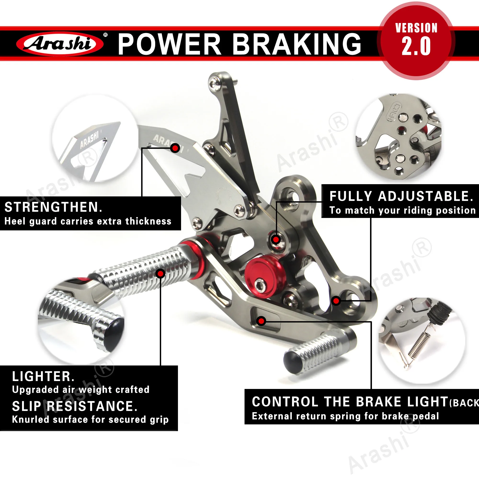 アラシ Arashi V2.0 Adjustable Rearset For KAWASAKI NINJA ZX6R 2025 GP