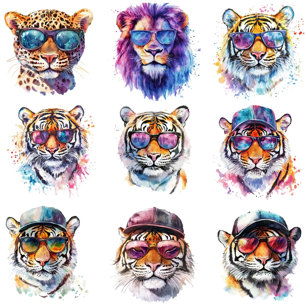 Patch Termoadesiva Tigre/Gatto Per Abiti - Trasferimento Ferro Da Stiro - Formato M 18x23 Cm