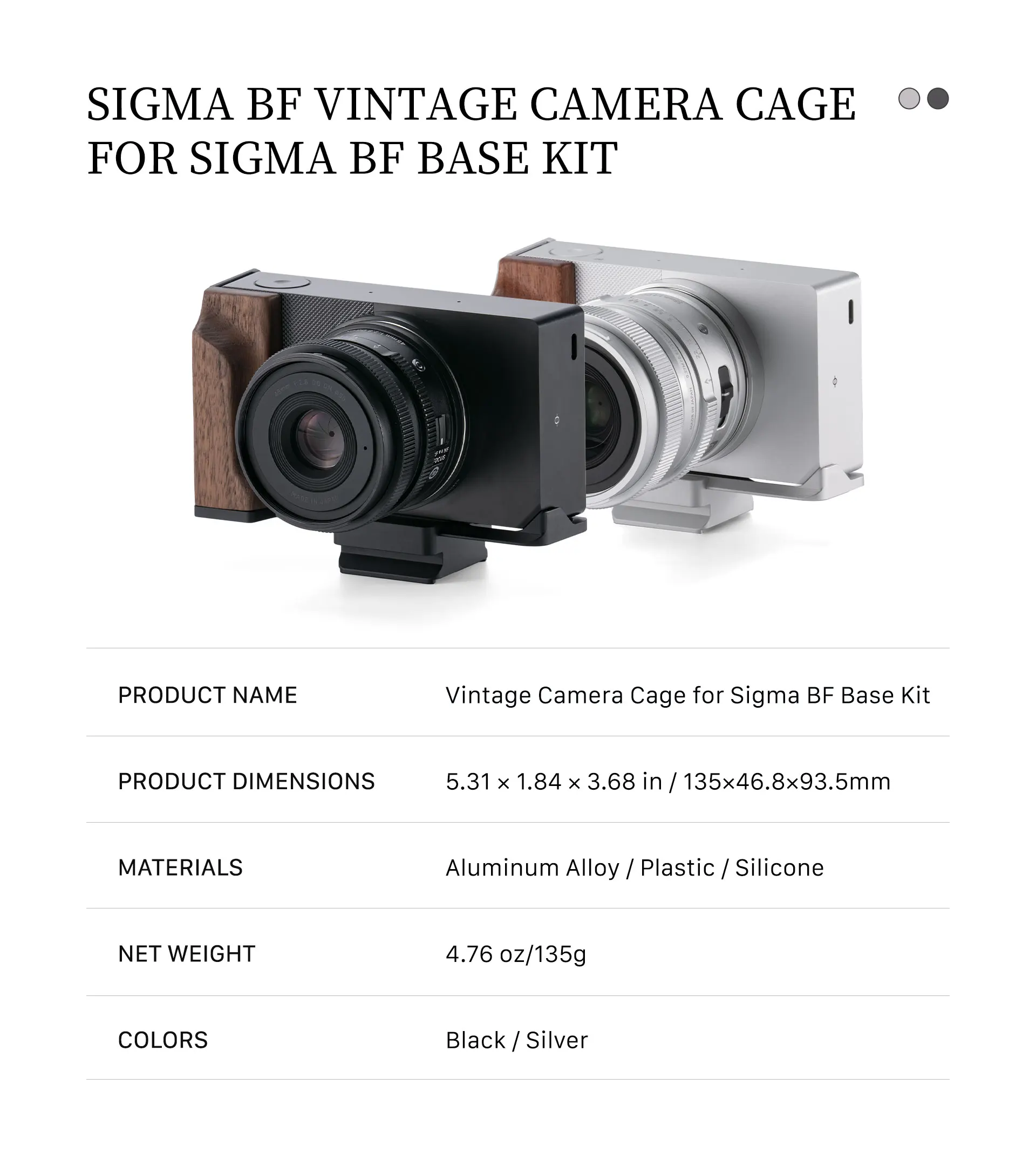TA-T85 Mounting Baseplate With Wooden Grip for Sigma BF Vintage Full Camera Cage