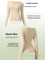 Sous-vêtement thermique femme automne hiver chemise à bascule T-shirt à manches longues mince haut thermique seconde peau thermique femme L-XL 5
