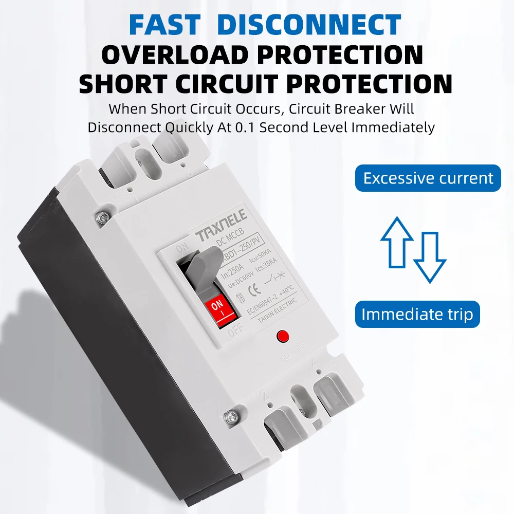 Solar Molded Case DC Circuit Breaker MCCB Overload Protection 150A 250A Battery Isolator