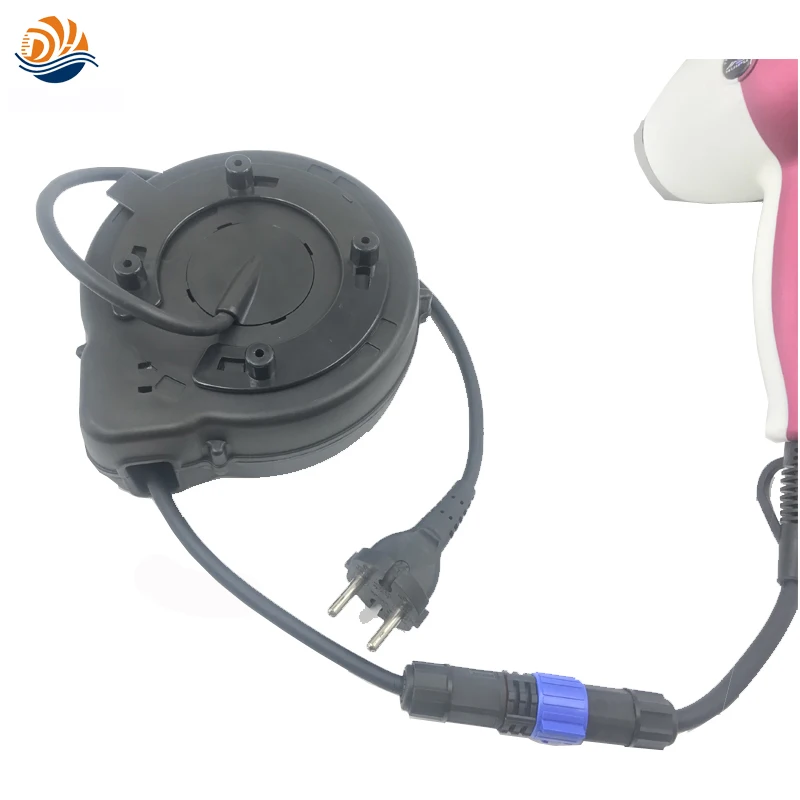 EU Straight Plug 2wires 1.0mm2 Hair Dryer Power Electric Cord 5M Spring  Return Auto-locking Retractable Cable Reel