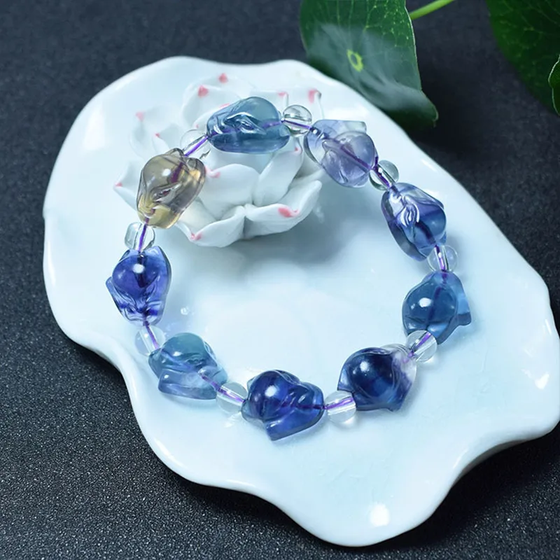 

Natural stone color fluorite cuff bracelet fashion healing energy stone charm yoga jewelry for men and women