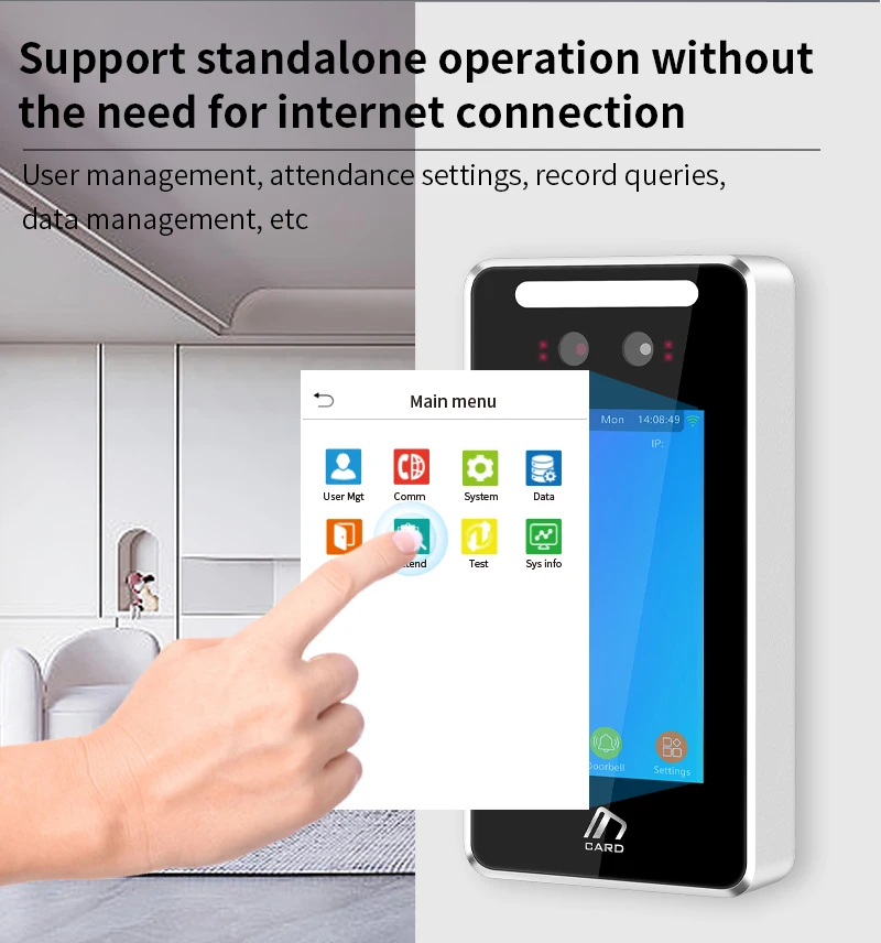 4 inch TCP/IP WIFI Dynamic Face Recognition Access Control Attendance Machine Fi