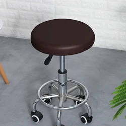 Waterproof PU Leather Round Bar Stool Slipcover with Elastic Bands - 1PC (PU-Coffee)
