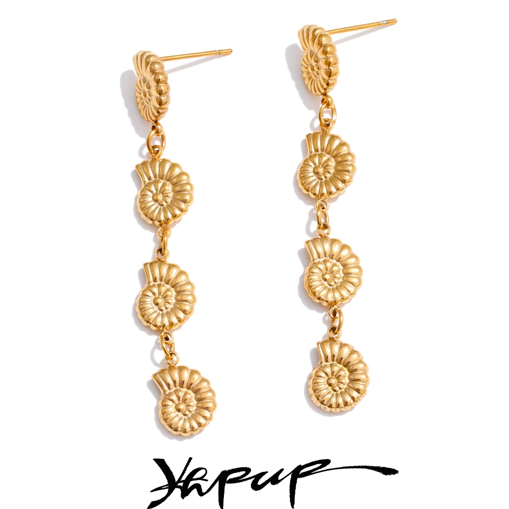Yhpup Metal Conch Long Hanging Drop Earrings