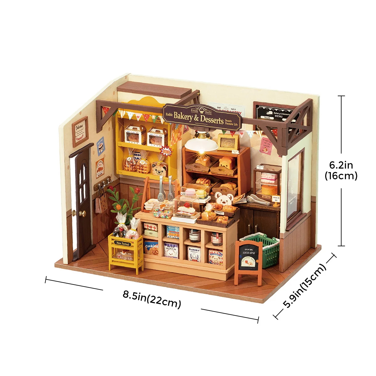 Robotime Rolife Miniature Doll House Kit, 3D plástico Puzzle, Super loja,  Breezy Time Cafe, DIY - AliExpress