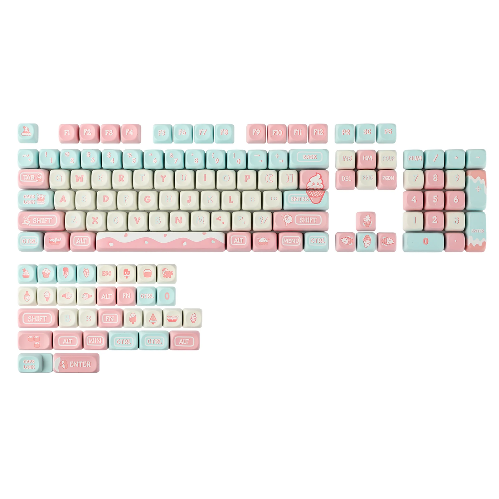 Kiiboom Ice Cream Dream Keycaps Grupo Pbt Keycaps Perfil Moa Teclado Gaming Mecânica 132 Chaves