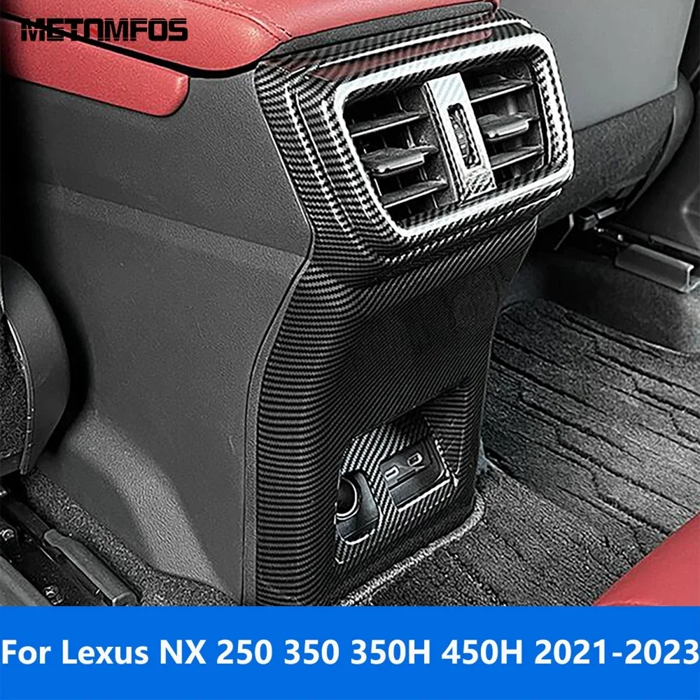 

For Lexus NX 250 350 350H 450H 2021 2022 2023 Carbon Fiber Rear Seat Air Vent Outltet Cover Trim Sticker Accessories Car Styling