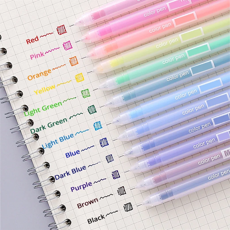 

12 pcs/set kawaii Colored gel pens set School blue 0.5 mm ballpoint pen for journal Cute stationary school supplies stationary