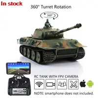 1/16 HENG LONG 7.0 Plastic Panther FPV Camera RC Tank 3819 W/ 360° Turret Steel Gearbox Smoke Engine Soldiers Toys Boys TH17287 1
