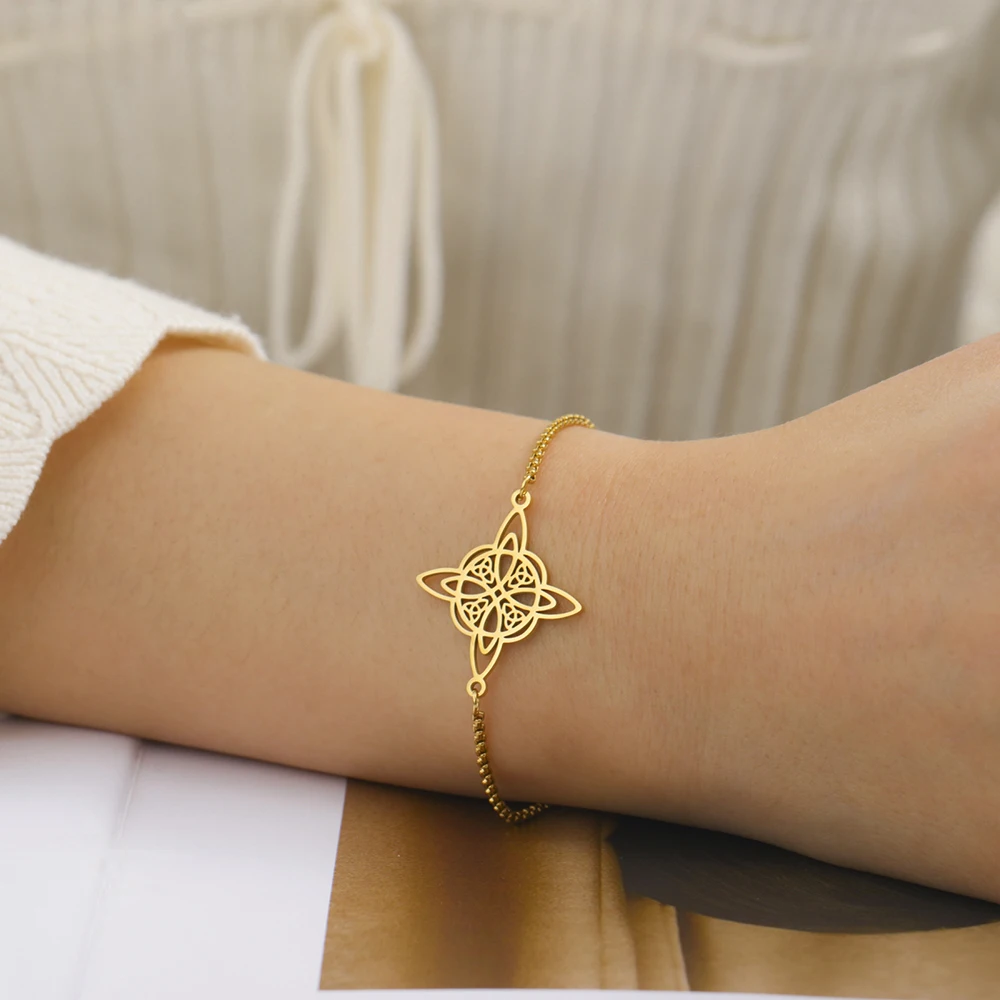 Dawapara Viel Glück Hexen Knoten Armband Celtics Triquetra Trinity Knoten Charm Wicca Symbol Irisches Geschenk Edelstahl Schmuck – Detail 7