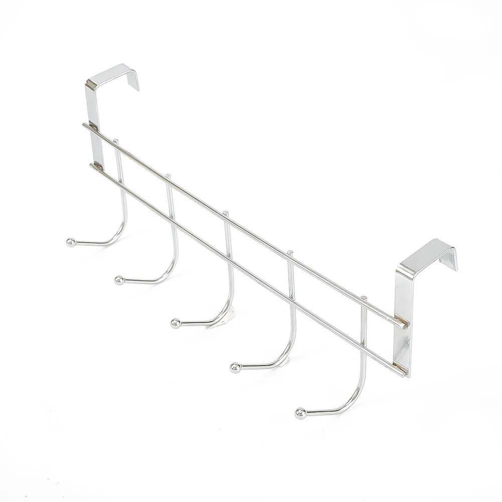 5 Hooks Over The Door Hooks Wash Room Hanger Clothes Towel Storage Holder For Clothes Towels Shoes Hats Caps Rack