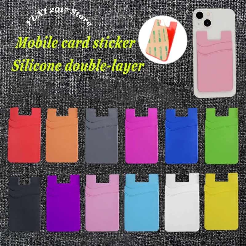 Silicone Double-Layer Phone Card Holder - Fashionable Ultra-Thin Wallet Sticker