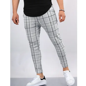 Nuovo autunno inverno uomo casual pantaloni da abito scozzese lavoro d'affari pantaloni formali per pantaloni eleganti da uomo pantaloni slim fit abbigliamento maschile 1