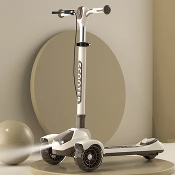 Monopattino per bambini e ragazzi, scooter per adulti con freno a mano, monopattino pieghevole a 3 ruote con luci, per ciclismo urbano da 5 a 18 anni