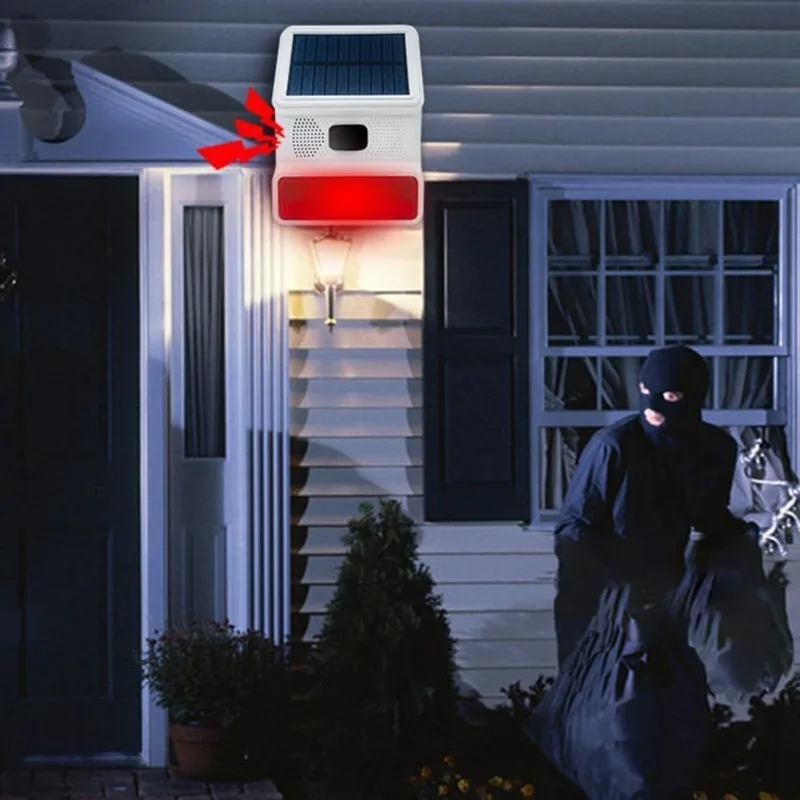Solar Siren Alarm 433MHz Wireless Outdoor with LED Flashing Light Support Alarm Host PG103 PG107