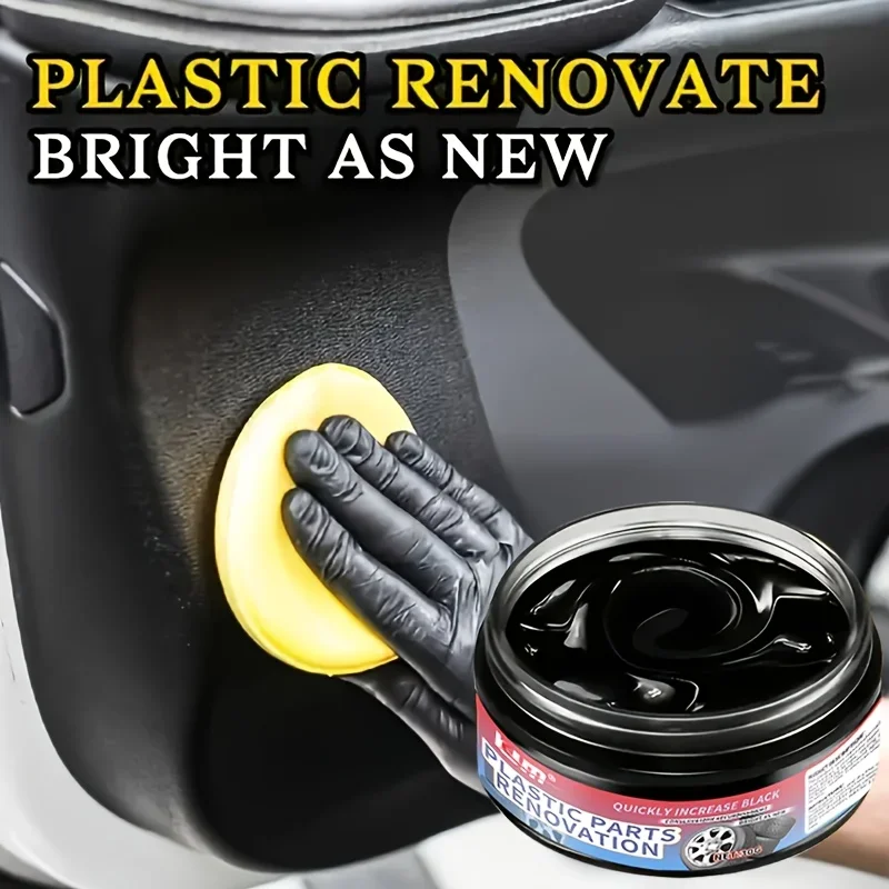 Plastic Renovate Wax - Blackening & Brightening Agent for Car Interiors & Exteriors, Tire Repair & Maintenance Cream, Rubber 2