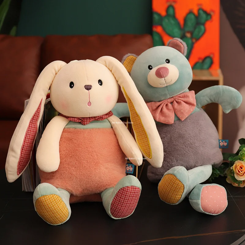 귀여운 토끼 곰 인형, 신축성 봉제 완구, 잠자는  침대 인형, 부드러운 박제 동물 장난감,  생일 선물