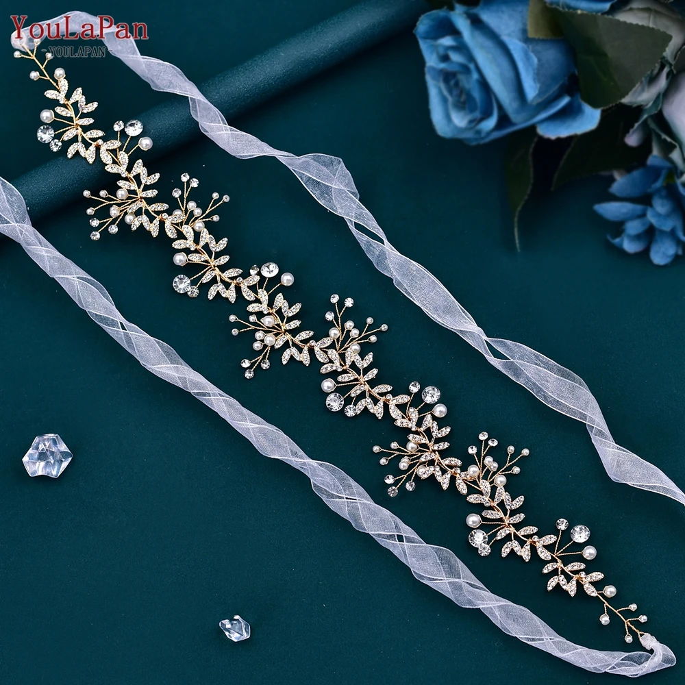 TOPQUEEN SH233 Shiny Crystal Wedding Dress Belt Rhinestone Bridal Sash Formal Dress Alloy Leaves Woman Belt for Evening Gown bridal waistband bridal dress decoration