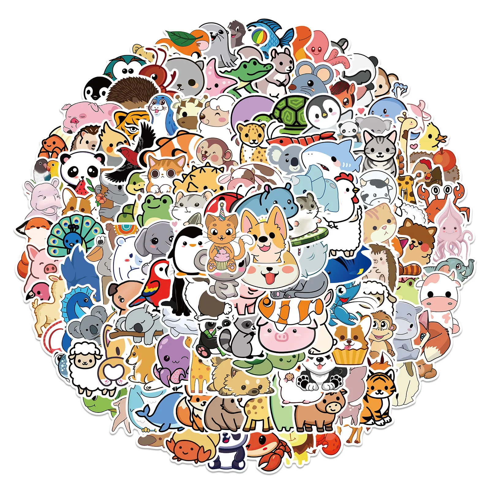 200Pcs Cute Cartoon Animal Stickers for Phone Laptop Luggage Guitar Car Water Bottle Scrapbooking Waterproof Decals Kids Toy C3 50 pc cute panda stickers toys for kids gift cartoon animal stickers to diy laptop phone fridge kettle bike car sticker decal