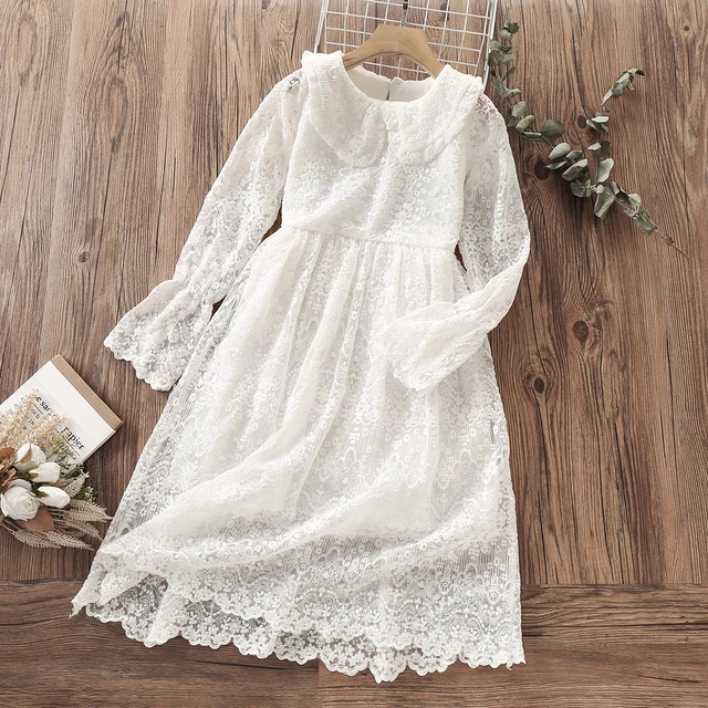 Spring Girls Princess Dress Long Sleeve Children Clothing Floral Sweet Family Party Wear Tulle Baby Girls Dress Vestidos 3-14Y axl