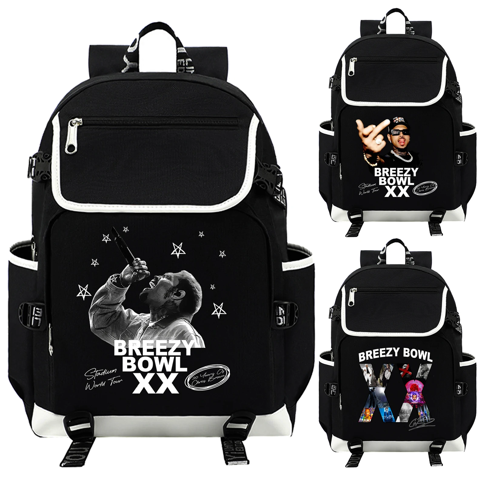 Chris Brown Breezy Bowl XX Tour 2025 Backpack for Girl Boy Student Teenager Rucksack Casual School Bags Travel Mochila 1