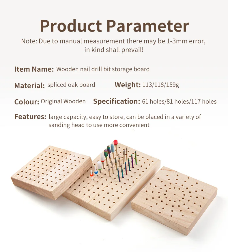 18/61/81 Slots Polieren Kopf Lagerung Holz Nagel Bohrer Organizer Fach Fräser Halter 2,35mm Schaft fit Display-ständer – Detail 7
