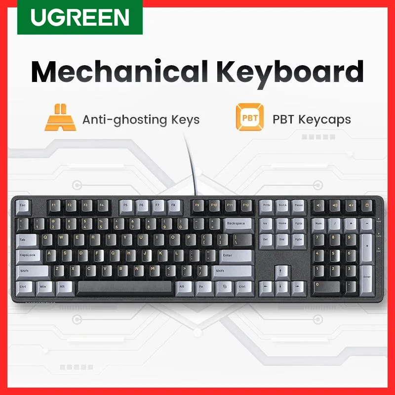 Pbt Keycaps Teclado Mecânico com Fio Interruptor Vermelho Russo Coreano en Área de Trabalho Laptop Windows Mac os Gaming Ugreen108