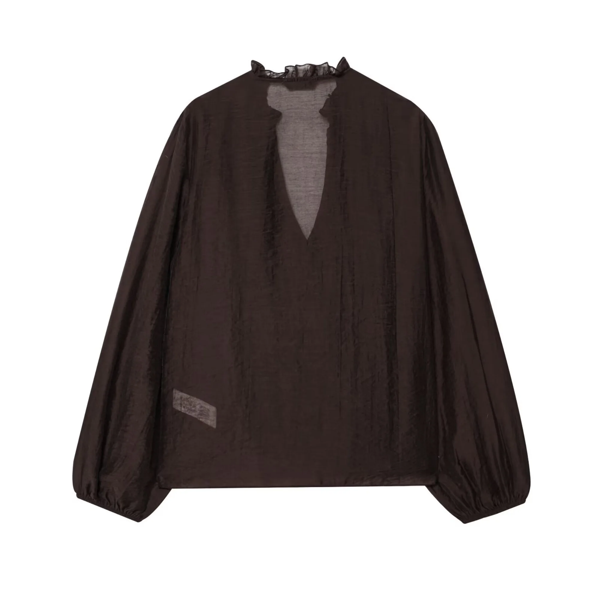 Women's French Layered Shirt Top Female Spring Autumn Long Sleeve V-Neck Single-Breasted Sexy Shirt Casual Fashion Lady Blouse