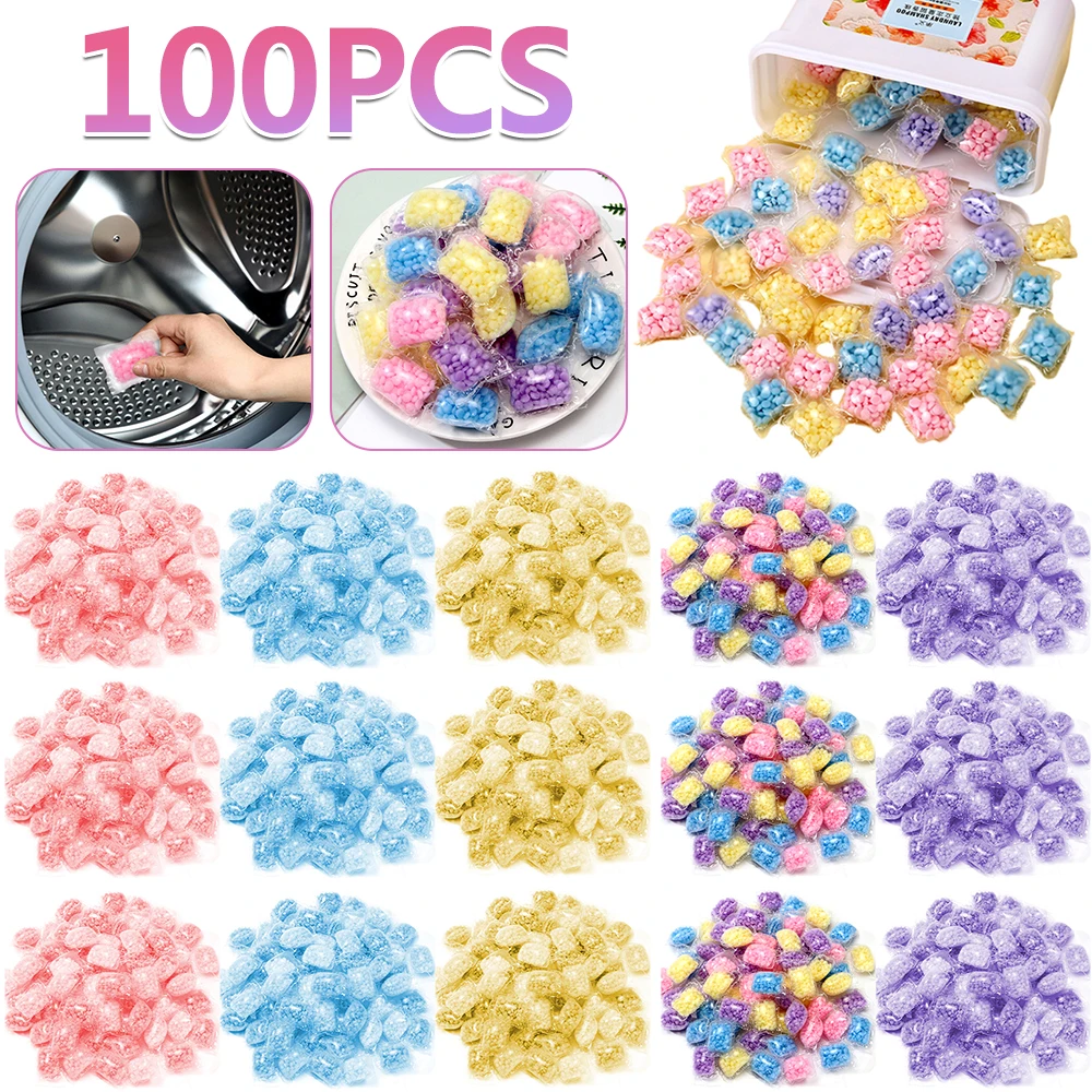 100PCS Laundry Beads Detergent Liquid Capsule Ball Fragrance Beads Soft Clothing Diffuser Perfume Washing Machine laundry scent beads