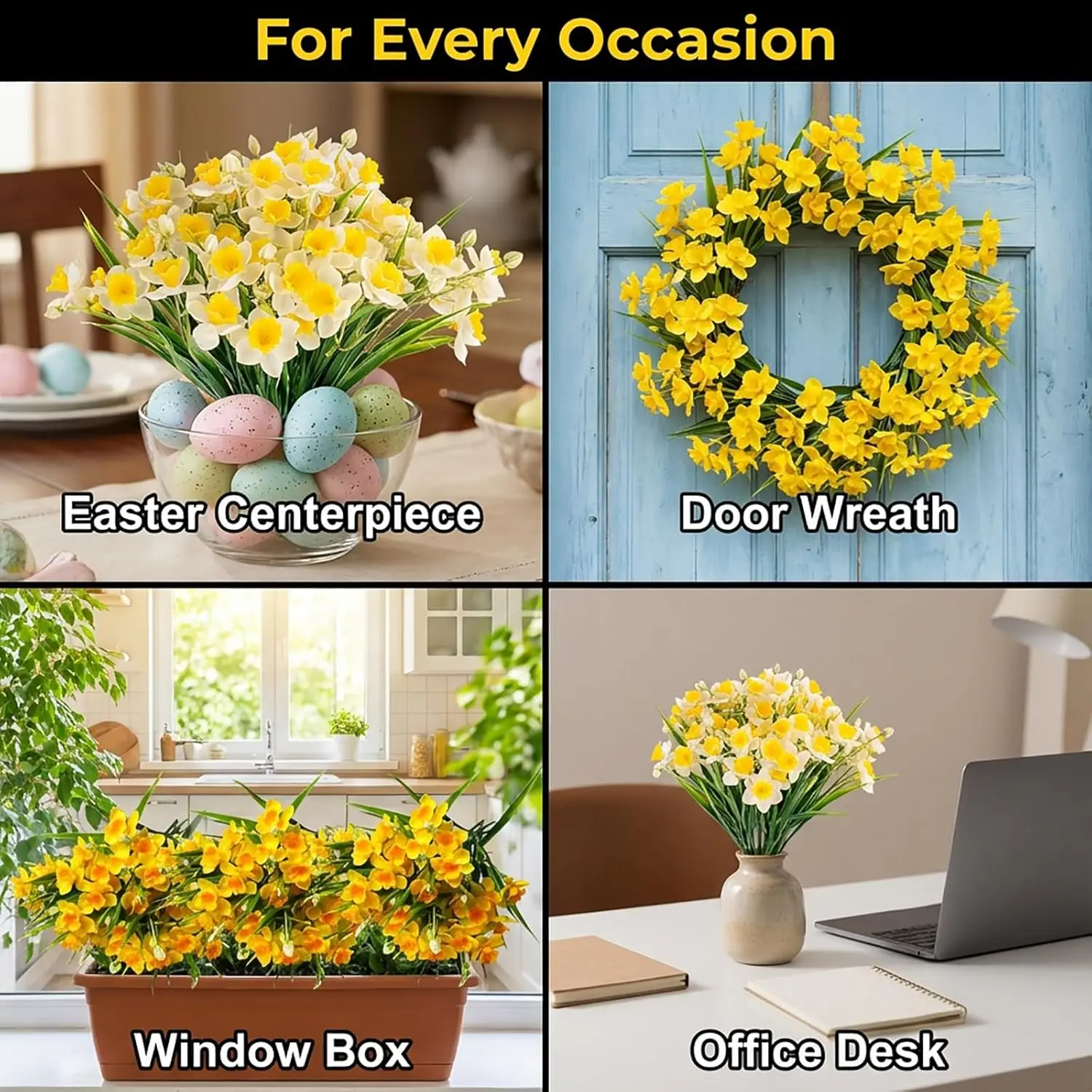 6 Stück Künstliche Blumen, Narzissen, Vase, Heimdekoration, Halloween, Herbstdekoration, Hochzeit, Garten, Rosenbogen, Girlande, Brautsträuße