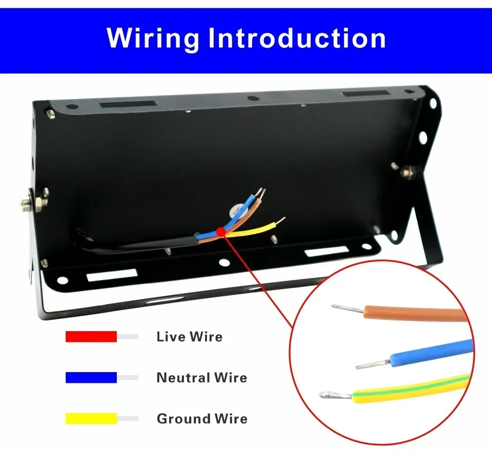 Description Picture 4 of item50W Led Flood Light AC 220V 230V 240V Outdoor Floodlight Spotlight IP65 Waterproof Reflector LED Street Lamp Landscape Lighting