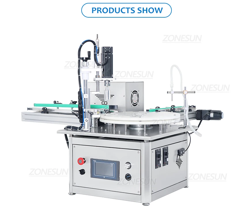 ZONESUN ZS-AFC1T Máquina automática de enchimento e tampagem de bomba peristáltica líquida rotativa com transportador