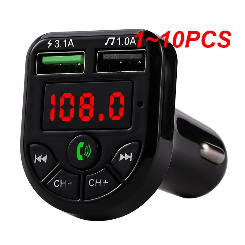 

1-10 шт., автомобильный беспроводной FM-передатчик Bluetooth 5,0 с двумя USB-портами