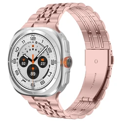 Premium Stainless Steel Metal Bracelet Strap for Galaxy Watch Ultra 47mm - Elegant Watch Band Accessory (Rose pink)