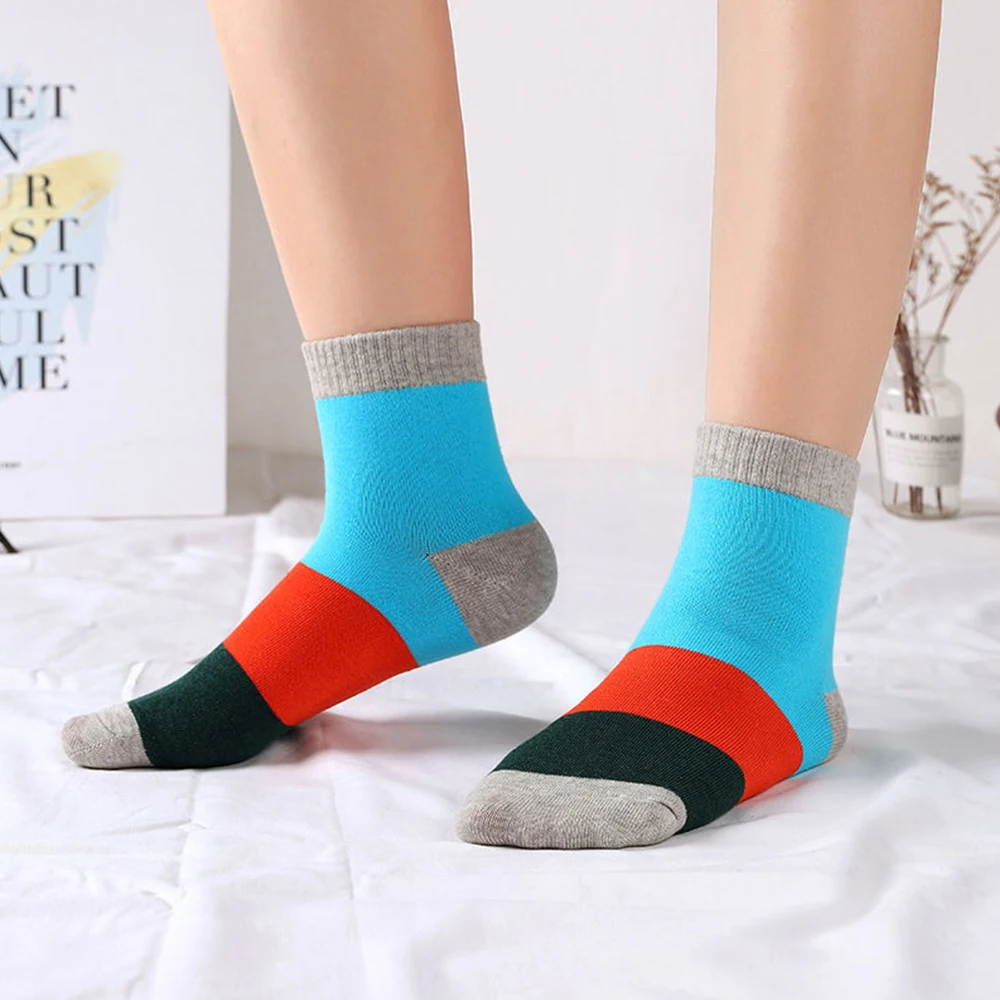 Buy 5 Pairs Get 5 Pairs Free Striped Checkered Colorful Socks Men 4 Seasons Breathable Sweat-Wicking Casual Fashion Sports Socks