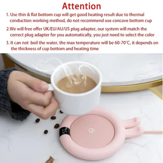 Smart Coffee Mug Warmer per tè latte Home Office Desk usa piastra riscaldante elettrica Coaster Cup Warmer con 3 impostazioni di temperatura 6