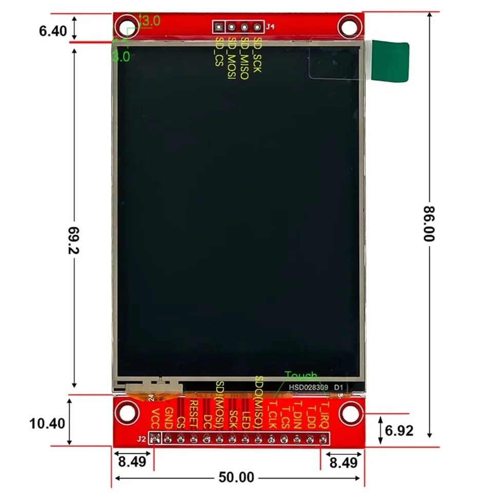 ILI9341 2,8-calowy wyświetlacz TFT LCD 320x240 SPI rezystancyjny