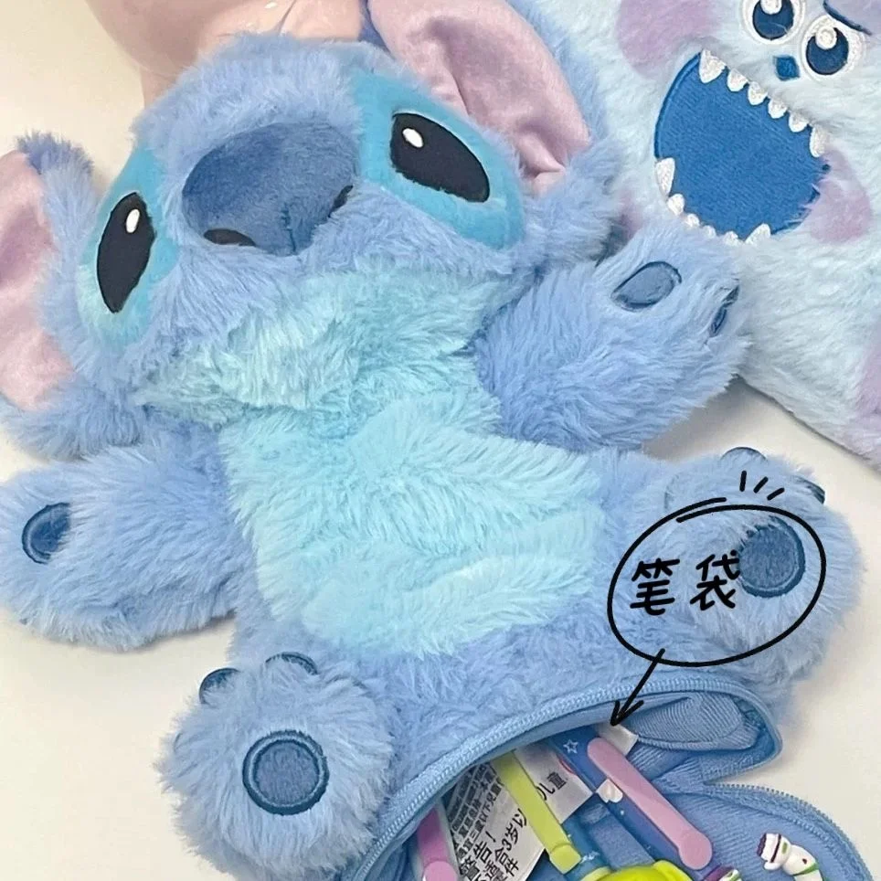 

Disney Stitch Plush Pen Pouch Pooh Bear Makeup Bag Cartoon Stationery Storage Bag Student Pencil Case Large Capacity Pen Bag