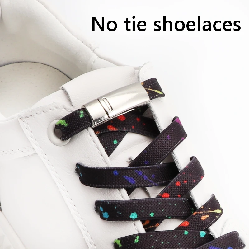 No Tie Lacci Delle Scarpe Magnetic Press Lock Splash Ink Lacci Delle Scarpe Senza Cravatte Kid Adult Elastic Lace Sneaker Af1 Shoestring Accessori