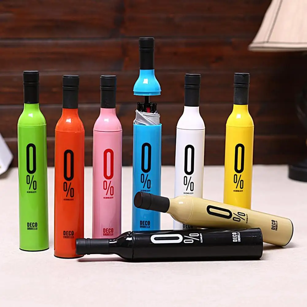 Folding Umbrella Wine Bottle Umbrella Strong Wind Resistance Sunshade Reverse Folding for Outdoor