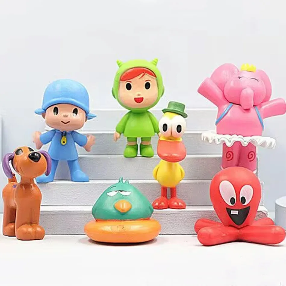 7-Piece Pocoyo Animal Toy Set - Bird, Duck, Elephant Ornaments & Cute PVC Figures