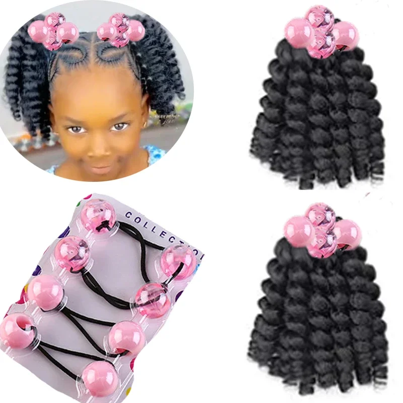 2pcs Large 20MM hair beads ponytail accessorie for kids 7inch  box braid elastic hair extension synthetic with big bubbles balls 3