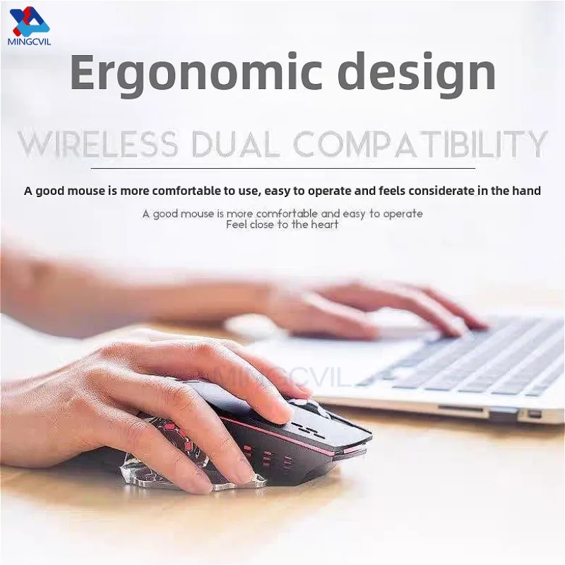 MINGCVIL Rechargeable Wireless Gaming Mouse Bluetooth USB Backlight